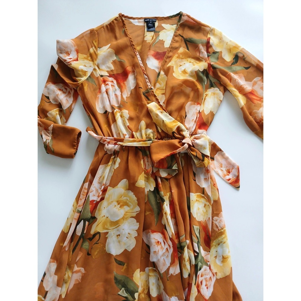Kate & Lily Burnt Orange Floral Maxi Dress Size 4
